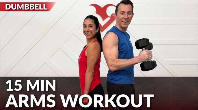 15 Min Dumbbell Arm Workout at Home – Biceps and Triceps Workout with Weights for Women & Men